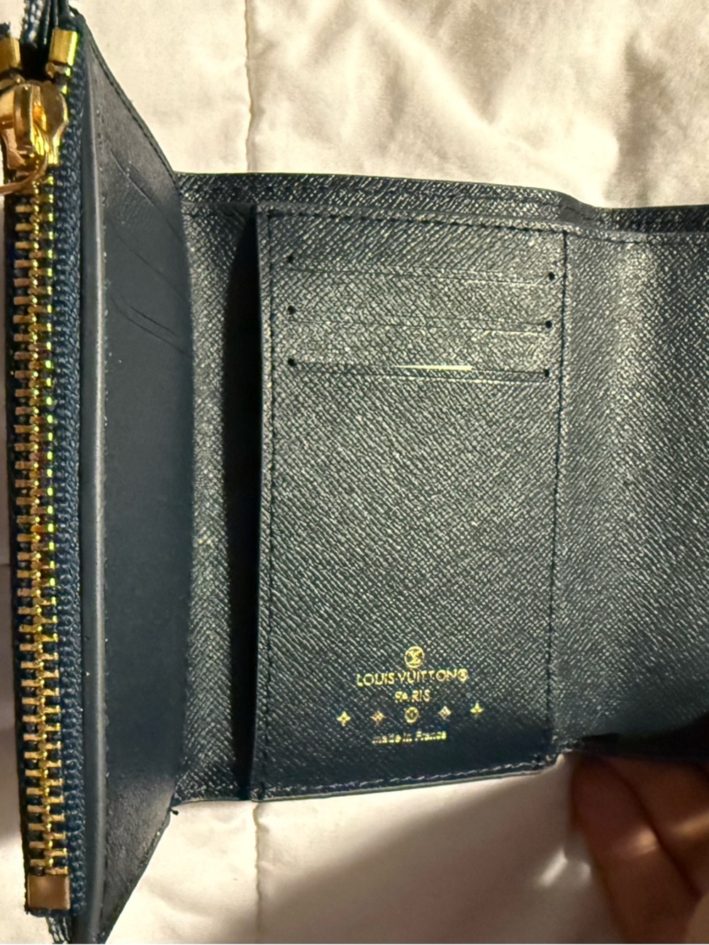 Denim Monogram Compact Wallet - Blue with Gold Hardware - Picture 4 of 7